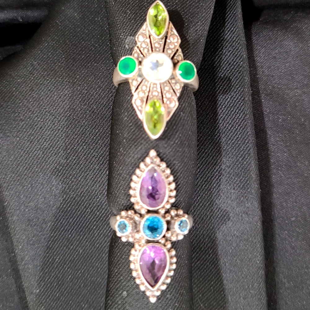 2 vintage 925 India cocktail rings